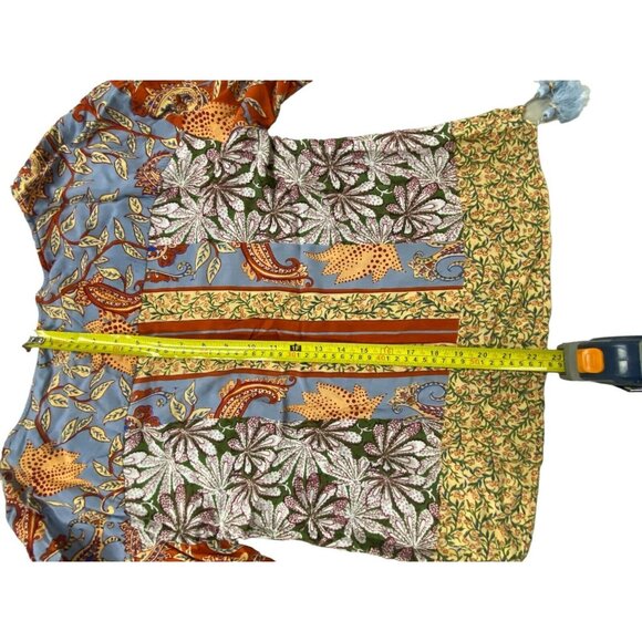 Anthropologie Sonrisa Paisley Top S Print Balloon Sleeve Boho Blouse - Picture 5 of 5